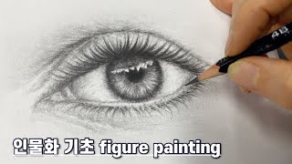 인물화 기초 4B연필로 사람 눈 그림 그리기
