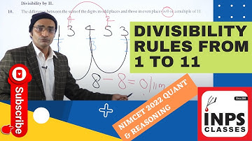 NIMCET : DIVISIBILITY RULES FROM 1 TO 11 (Number System) By Ashutosh Sir |INPS CLASSES| #NIMCET2022