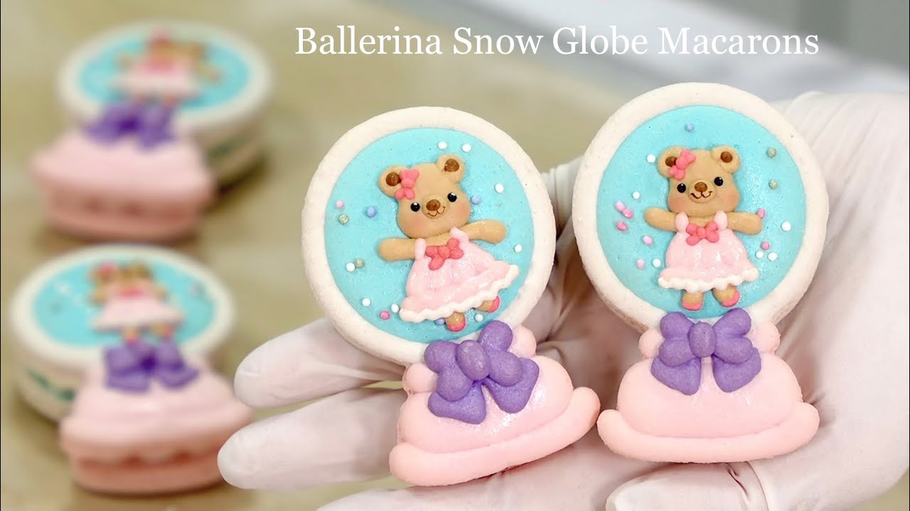 Ballerina Teddy Bear Snow Globe Macarons