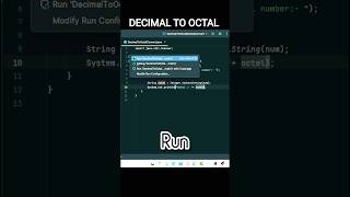 Convert Decimal to Octal in Java | Shorts#numbers #decimal #octal #java #shorts #viral#convert