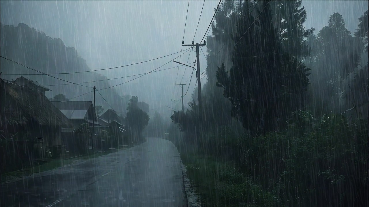 Road Rain Thunder at Night for Sleeping | Calm Your Mind & Insomnia Help