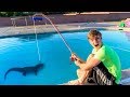 FISHING IN SWIMMING POOL!! (POND MONSTER)