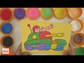 How to sand coloring an army Tank - Sand painting art for kid - Kzone