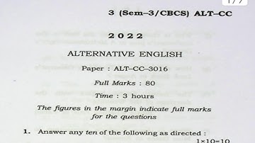 BA 3rd Semester Alternative English CBCS Question 2022 Gauhati University