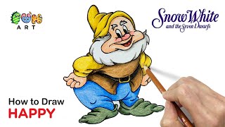 How To Draw Happy Snow White The Seven Dwarfs Disney Very Easy