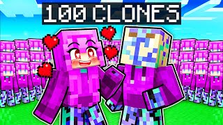 100 CLONES Try to KISS DASH In MINECRAFT!?