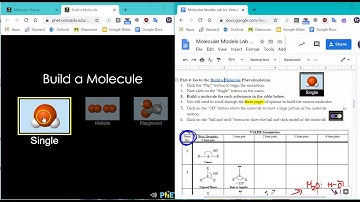 Tutorial for PhET Molecular Models Lab for Honors Chemistry