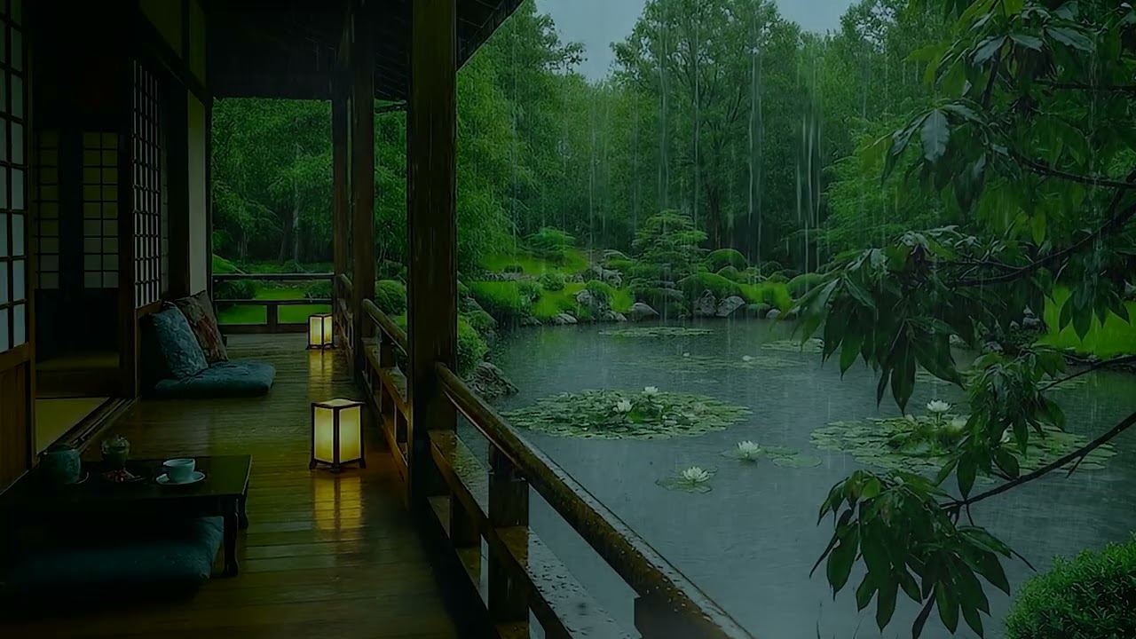 Fall Asleep with Soft Rain on Forest Cabin | ASMR Rain Sounds by Forest Lake