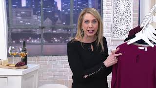 Susan Graver Textured Liquid Knit Top with Sleeve Detail on QVC