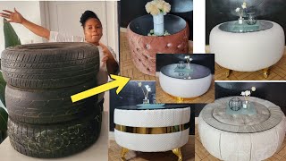 Recycling 10 Old Car Tires into Beautiful Coffee Tables with mirror Amazing DIY