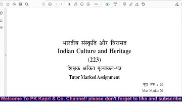 Nios Indian Culture and Heritage 223 TMA 2022 Examination Question Paper for 10th Class  How To Get