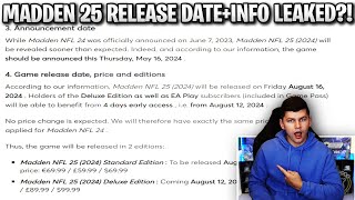 MADDEN 25 RELEASE DATE AND REVEAL DATE LEAKED?! HUGE NEWS COMING!