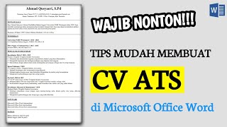 Tips Membuat CV ATS yang Baik dan Benar ‼️(FREE TEMPLATE WORD)