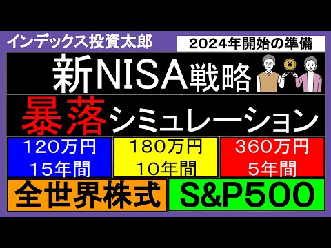 【新NISA戦略】暴落シミュレーション「120万×15年」vs「180万×10年」vs「360万×5年」を「全世界株式」「S&P500」で投資結果を出してみた