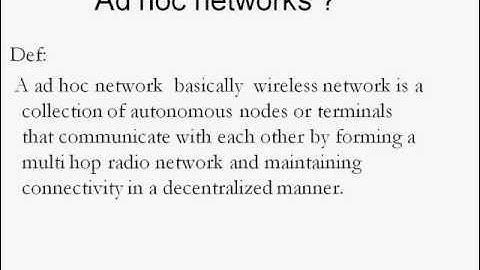 Ad Hoc Networks