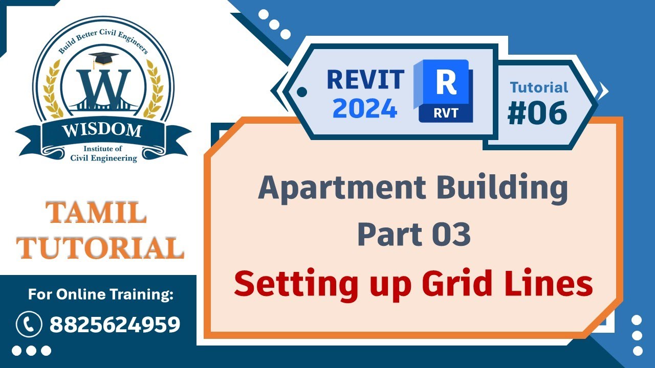 REVIT Tamil Tutorial - Apartment Building - Part 3 - Setting up Grid Lines