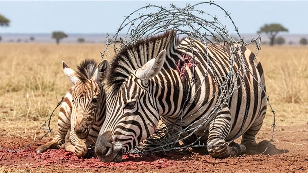 Zebra and her baby rescued from razor-sharp barbed wire || Wildlife Rescue