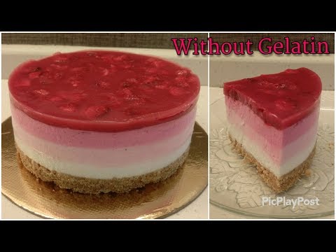 TRIPLE Layered Strawberry Cheesecake without Gelatin | No bake Cheesecake Recipe