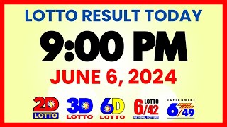 Lotto Result Today 9PM Draw June 6, 2024 | 2D, 3D Swertres, 6D, 6/42, 6/49, PCSO#lotto