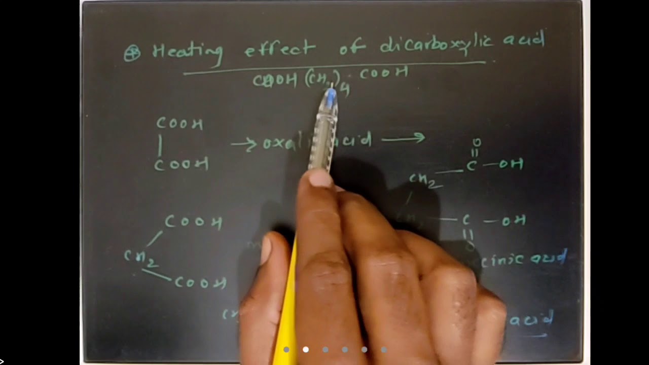Heating effects of carboxylic and dicarboxylic acid