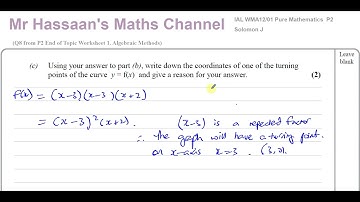 [8] AS (IAL) MATHS (P2) Solomon Paper J  Q9 Factor Theorem, Division, Differentiation