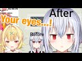 Sara's surprised at Fuyuki's anime eyes 【Hoshikawa Sara/Hakase Fuyuki】