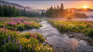 Peaceful Lake Sunrise with Wildflowers | Relaxing Nature Ambience screenshot 4