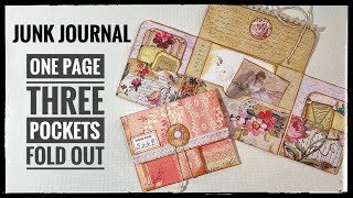 Junk Journal  One Page  Three Pockets  Fold Out