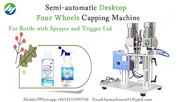 Semi automatic  Desktop Four Wheels Capping Machine for bottle with sprayer and trigger lid