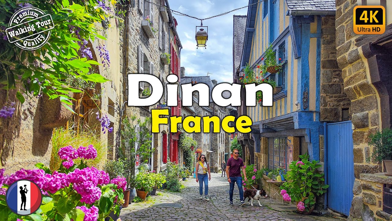 Dinan, France, Brittany, Walking Tour | Charming Medieval City | 4K/60fps