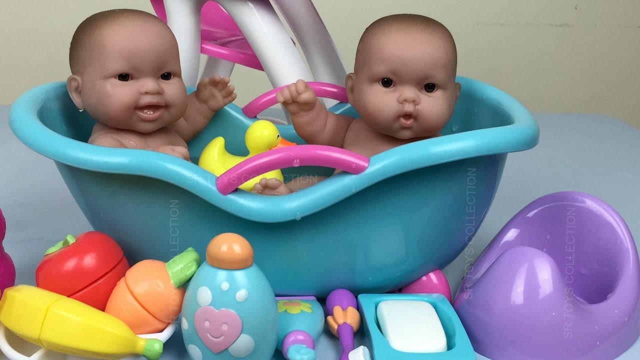 Twin Baby Dolls Bath Time Pretend Play Feeding Potty Time Twin Baby