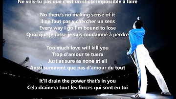 Queen -Too Much Love Will Kill You paroles et traduction