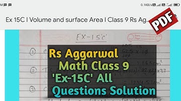Ex-15C l Rs Aggarwal Class 9 Math l Volume And Surface Area