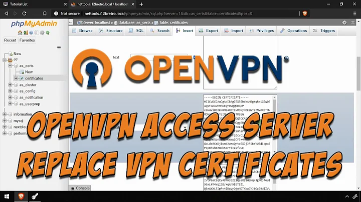 Replace OpenVPN Access Server VPN Server and CA Certificates
