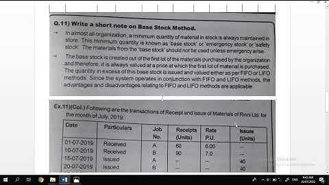 S.Y.B.COM Cost Accounting ch: 1 Materials  Specific Price Method / Base stock Method