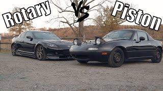 Mazda Rotary vs Piston Exhaust Sound (RX8 vs Miata)