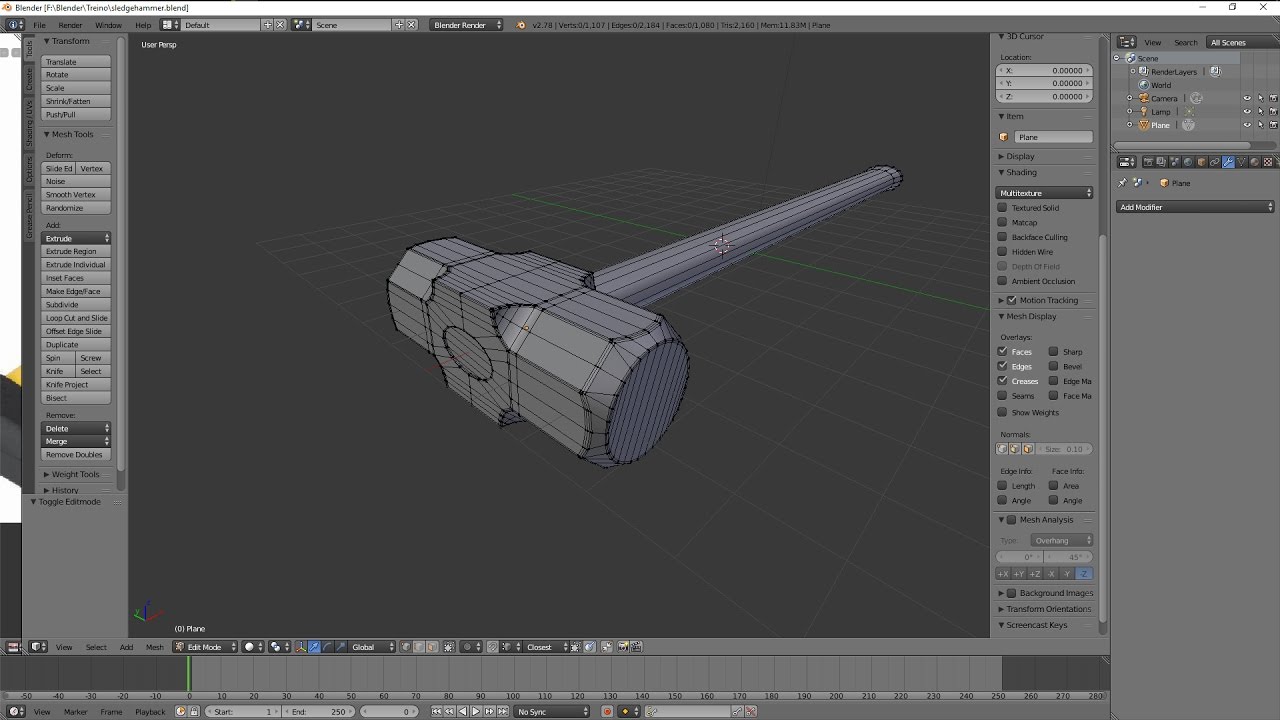 blender 3d free earth model YouTube 3D Practice hammer Modeling  Blender  sledge   #14