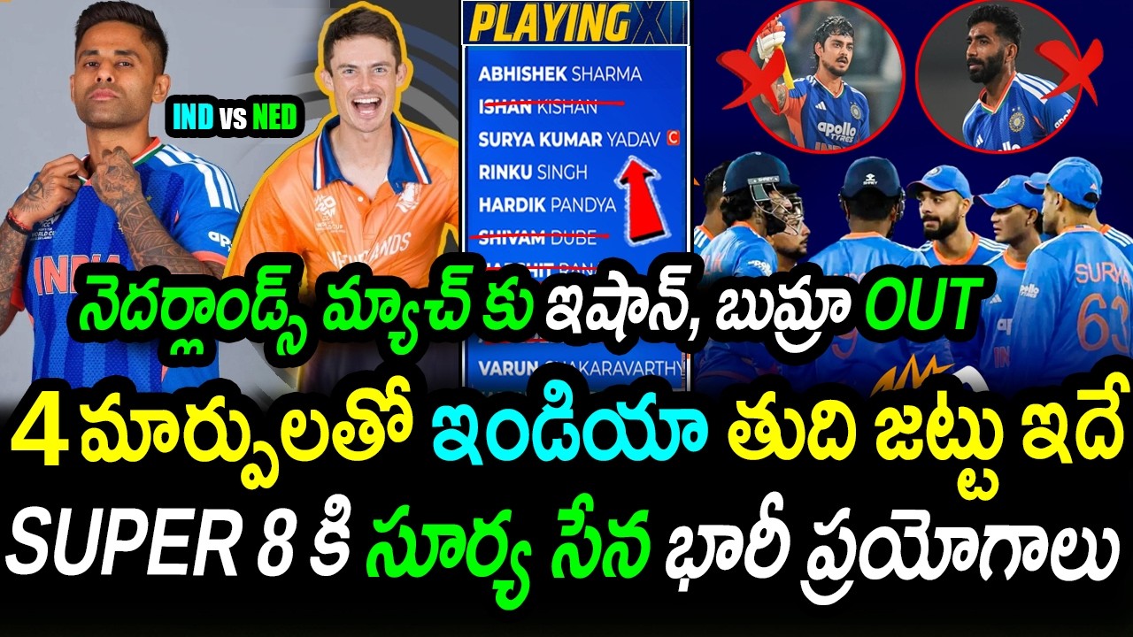 4 Big Changes in Team India Playing XI!😱|Secret Plan for Super 8 Revealed!|IND vs NED Match Preview