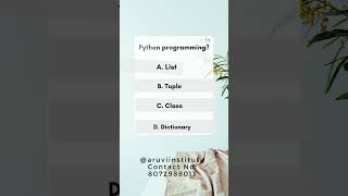 Python Quiz | Question of the day | Quiz | Python Question | Aruvi Institute of Learning| Tenkasi