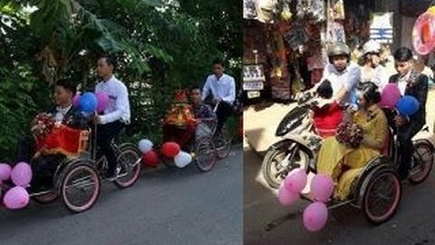 Chuyện Khó Tin_Ấn tượng trước màn rước dâu bằng xích lô mini độc đáo tại An Giang