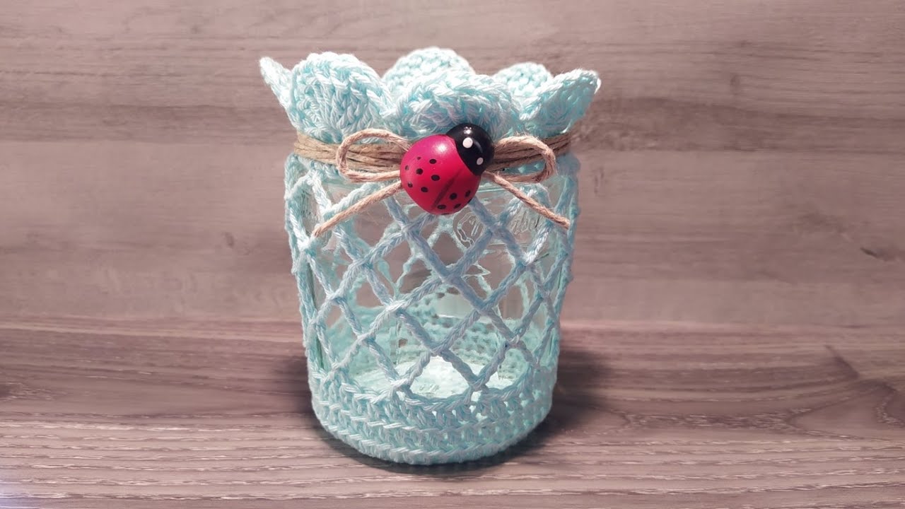 Vasetto Portacandela Uncinetto Tutorial 🕯 Crochet Candle Holder Jar Cover ✨ Portavelas Crochet