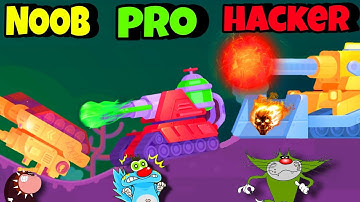 NOOB vs PRO vs HACKER in Tank Stars Game | Oggy, Jack, Bob || Daddy Gaming Ep.2