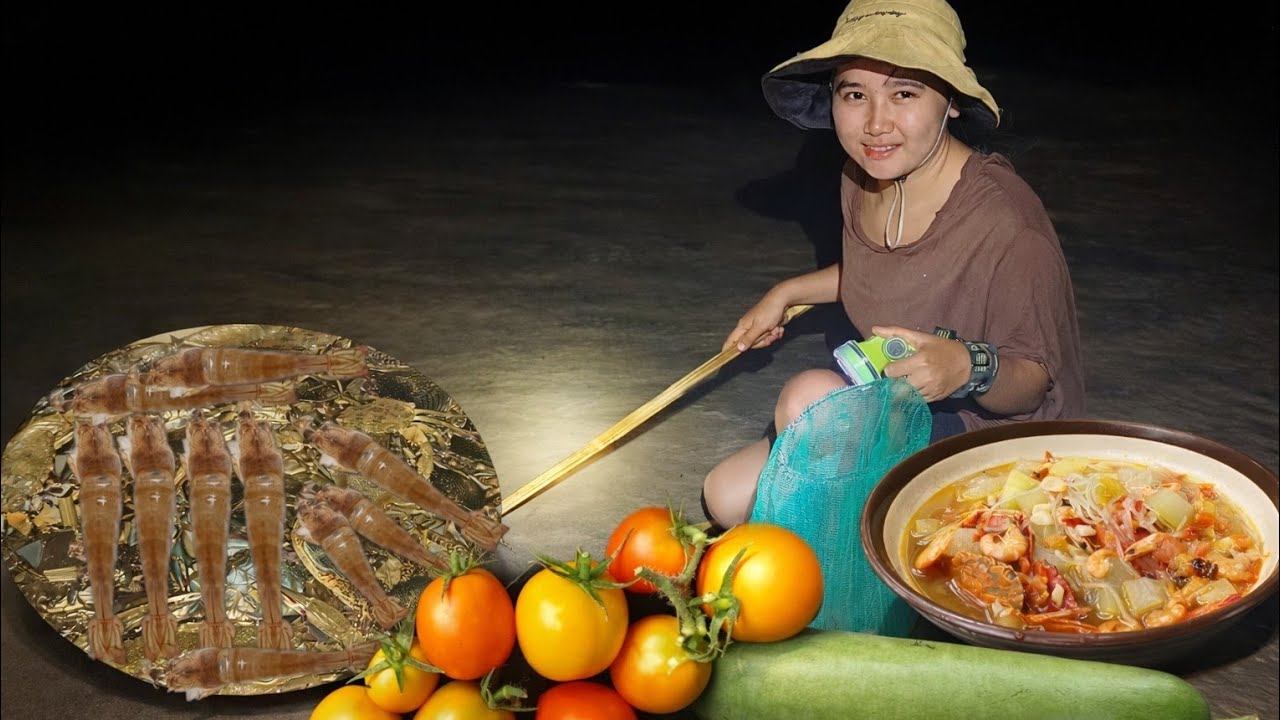 NANGILAW NG HIPON SA GABI AT NAMITAS NG SARIWANG GULAY