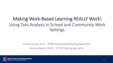 Making Work-Based Learning REALLY Work! - Using Task Analysis in School and Community Work Settings