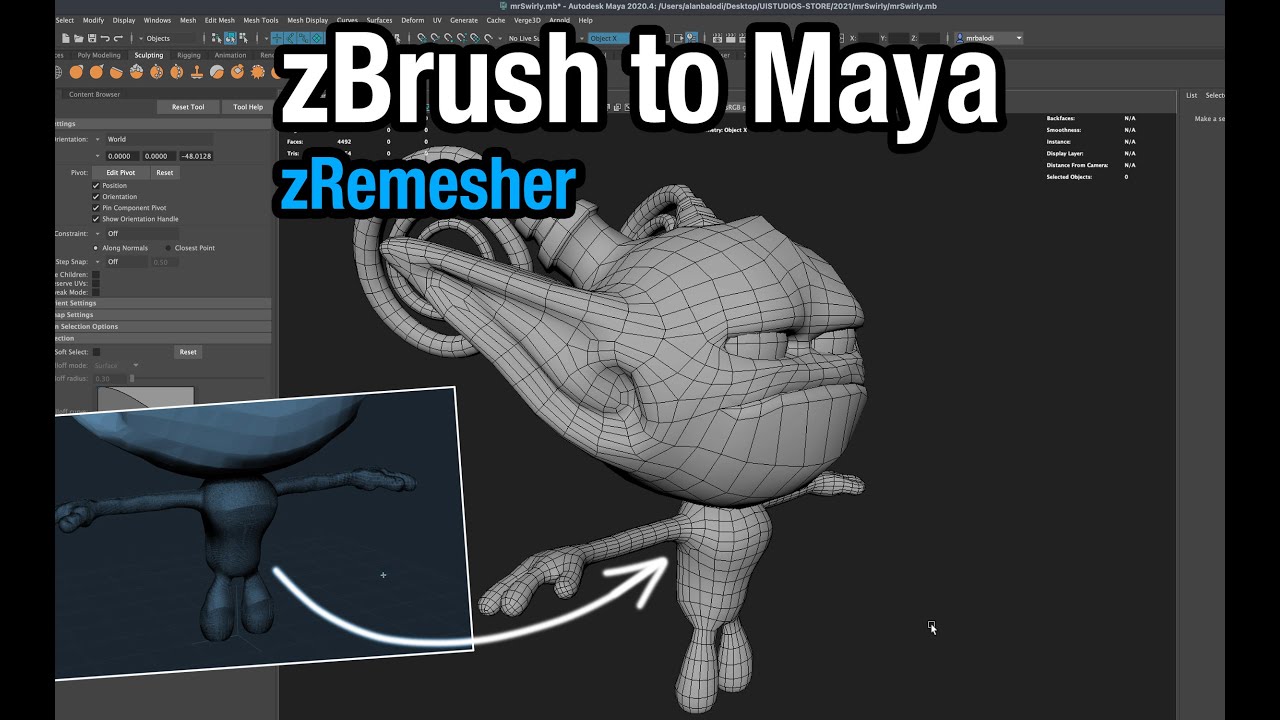 sending model from zbrush to maya