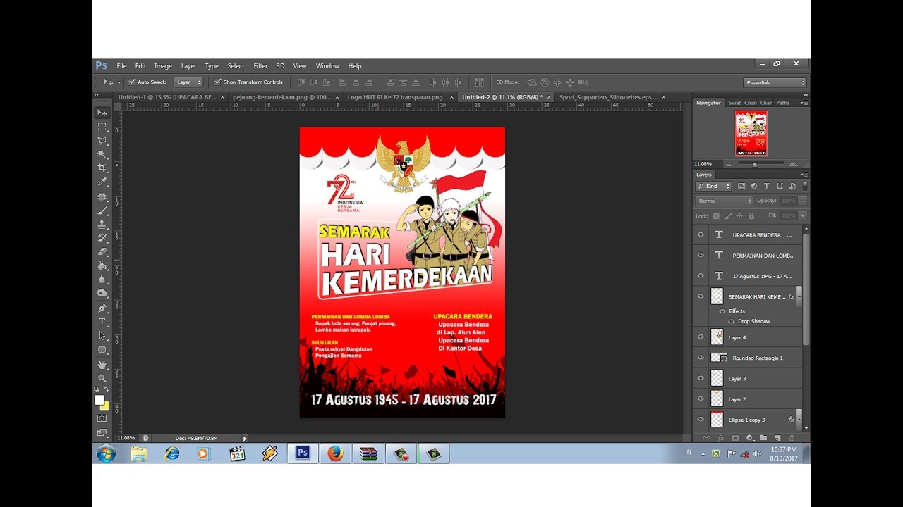  cara  mudah desain  poster  17 agustus dengan  photoshop  YouTube