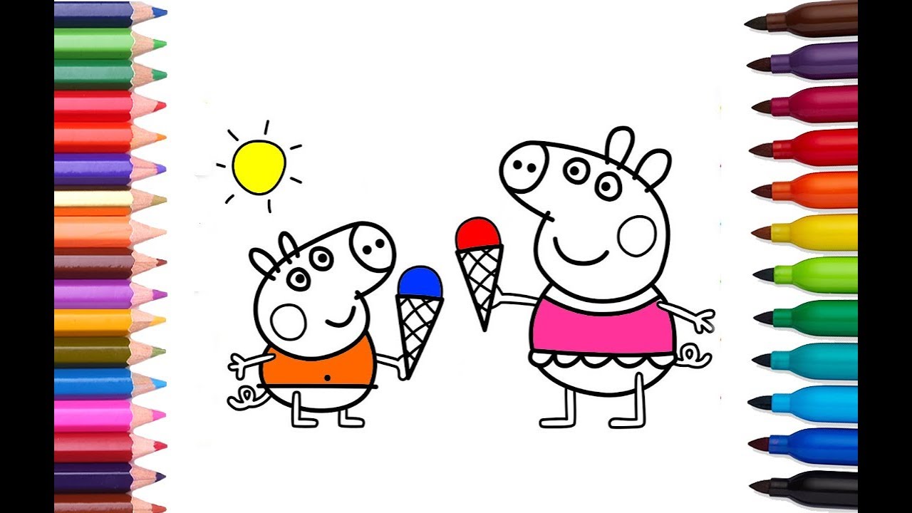 How to Draw Peppa Pig Ice cream Coloring Pages Learn ...