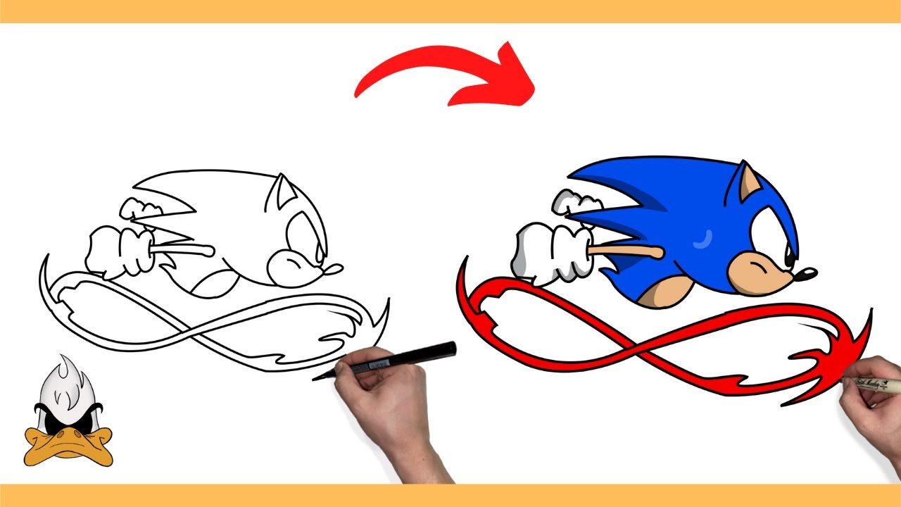 Como Desenhar e Pintar o Sonic correndo bem fofo #desenheosonic #pint