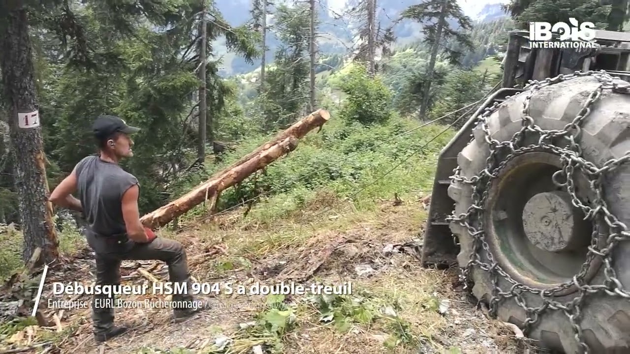 Un chantier de montagne en forte pente pour un dbusqueur HSM 904 S  double treuil