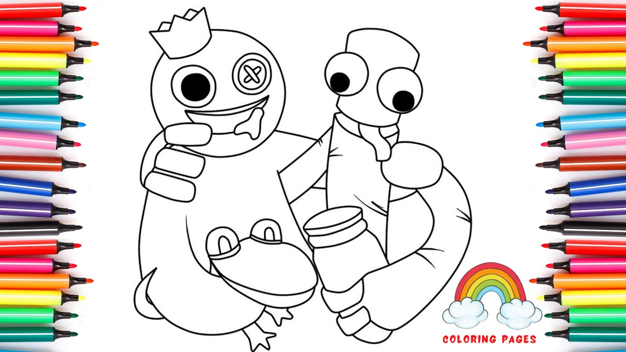 Roblox Rainbow Friends Coloring Pages - Blue, Green, Orange